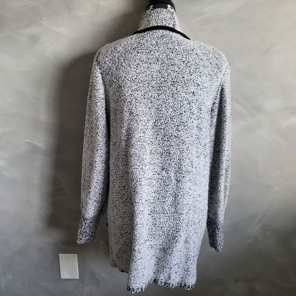 Vintage Women’s M Draped Open Front Contrast Cardigan Sweater Nubbie Knit - Picture 2 of 10